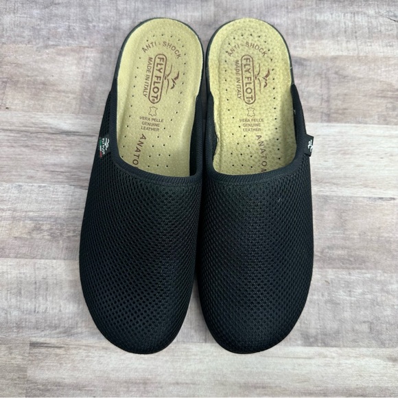 FLY FLOT - Black Slide on Clogs Italian Leather insole - Size: EU 40 - US 9-9.5 - Picture 6 of 6